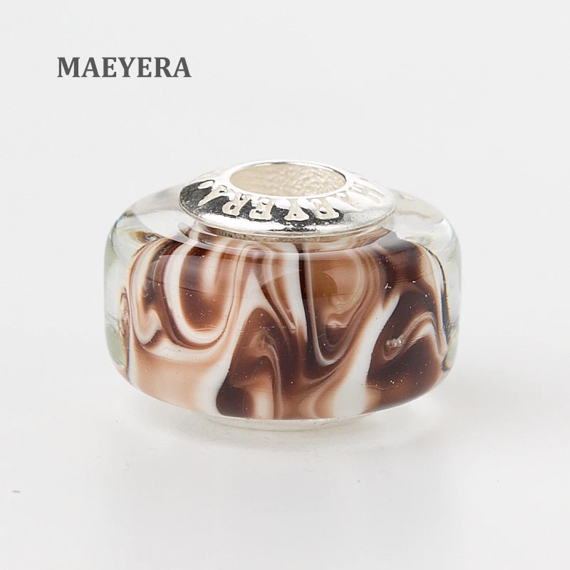 MAEYERA ювелирные изделия настоящее S925 ядро лампворк бусины черные муранские