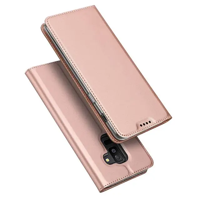 Подарок) откидная крышка для samsung Galaxy A6 чехол Роскошный из искусственной кожи чехол для телефона s для samsung Galaxy J3, J5, J7 года A6 A8 Plus - Цвет: rose gold