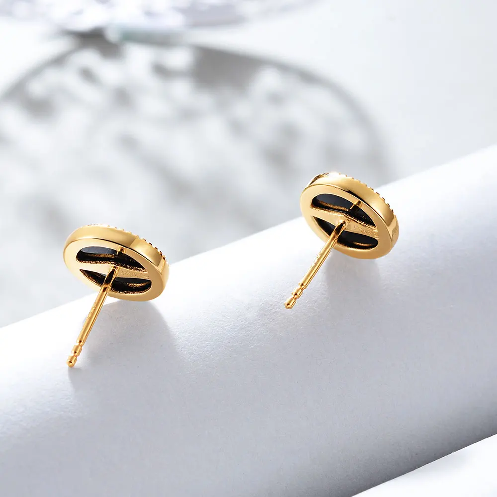 Серьги гвоздики женские круглые из серебра 925 пробы с фианитом 3