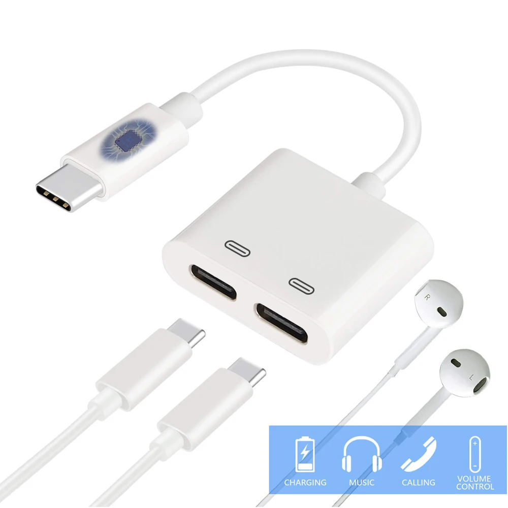 Ascromy Dual USB C сплиттер адаптер аудио Зарядное устройство для наушников huawei P20 Pro Xiaomi