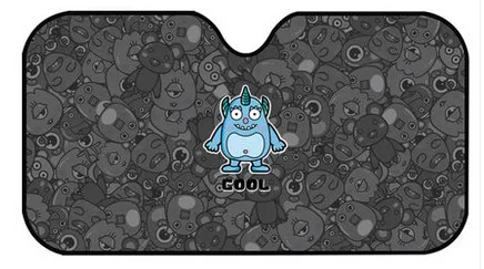 Слоновая кость 125x72cm Car Cartoon Heated Windshield Sunshade Car Window Windscreen Cover Sun Shade Auto Visor Car-covers Solar Protection - Цвет: Слоновая кость