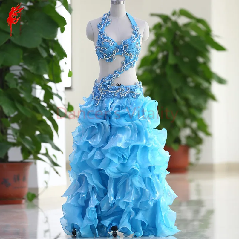 Женская Роскошная Одежда для танца живота комплект Танцев Живота с вышивкой 3 шт.