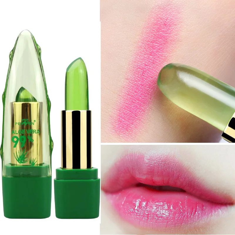 lip balm 99% Желейная губная помада с алоэ вера, меняющая температуру, Увлажняющая губная помада, розовый оттенок, макияж Batom - Цвет: lip balm