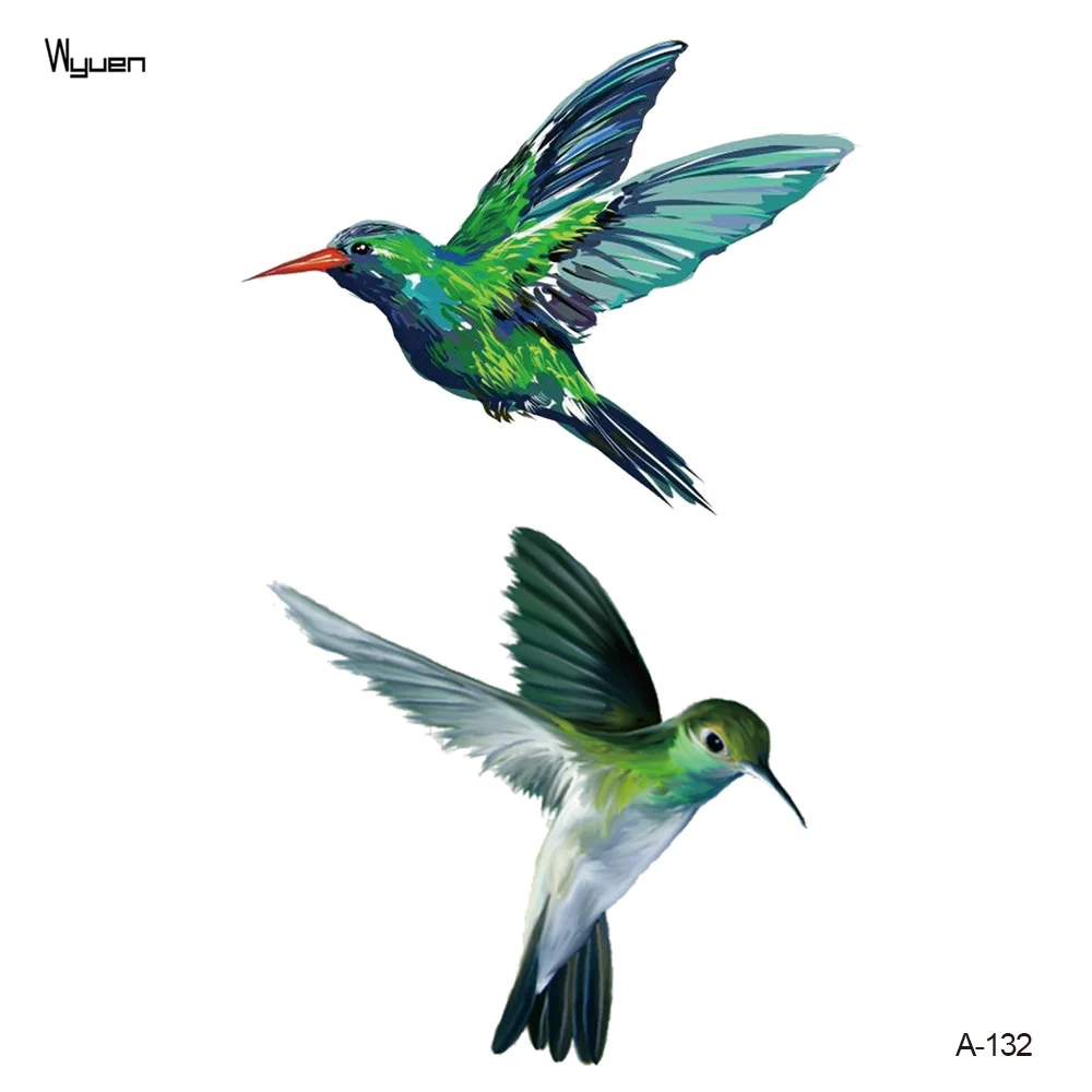 

Wyuen New Design Hummingbird Fake Tattoo Original Flower Waterproof Temporary Arm Tatoo Stickers Body Art Bird Tattoos A-132
