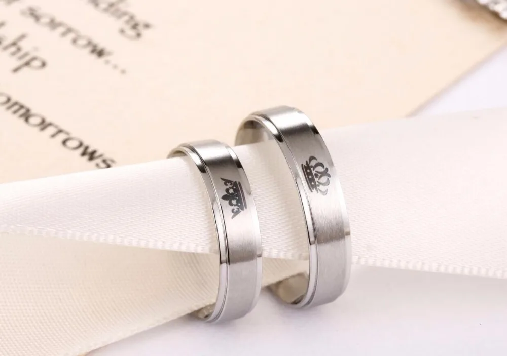 King and Queen Stainless Steel Ring Sets -match jewelry box | Украшения и аксессуары
