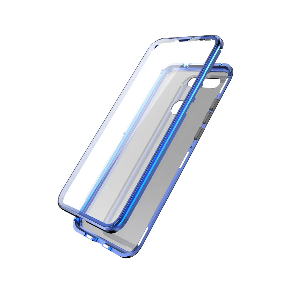 

360 full protection Magnetic Flip Case For Huawei Honor View 20 Transparent Screen Tempered Glass +Metal Frame Glass Back Cover