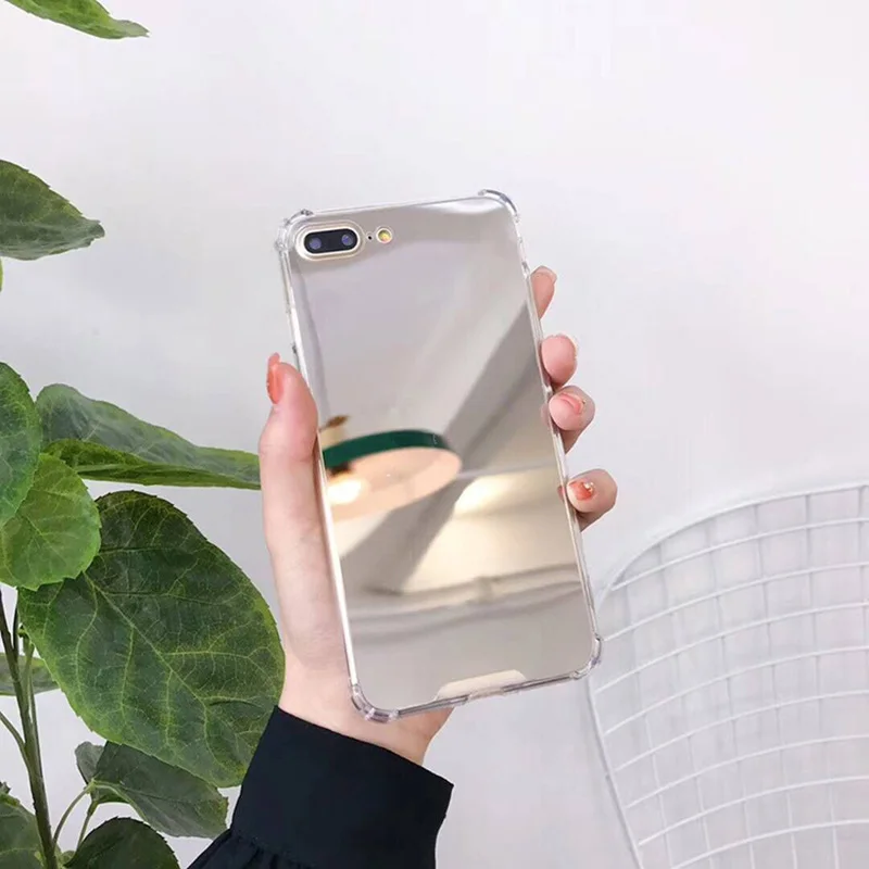 Rose Gold Mirror Anti-knock Case for iPhone X Luxury Hard Cover Coque 6 6S 7 8 Plus Makeup Girl |