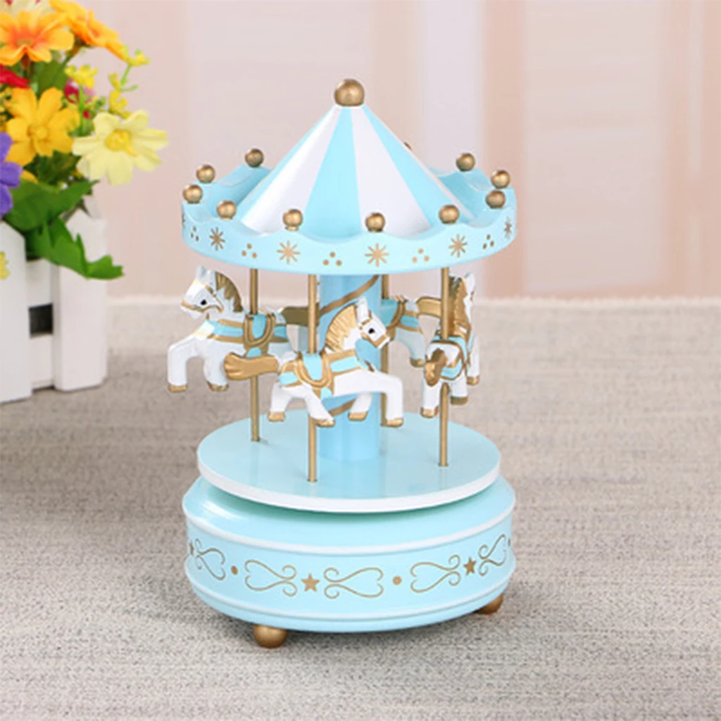 Новая деревянная музыкальная шкатулка Merry Go Детская игра домашний декор карусель