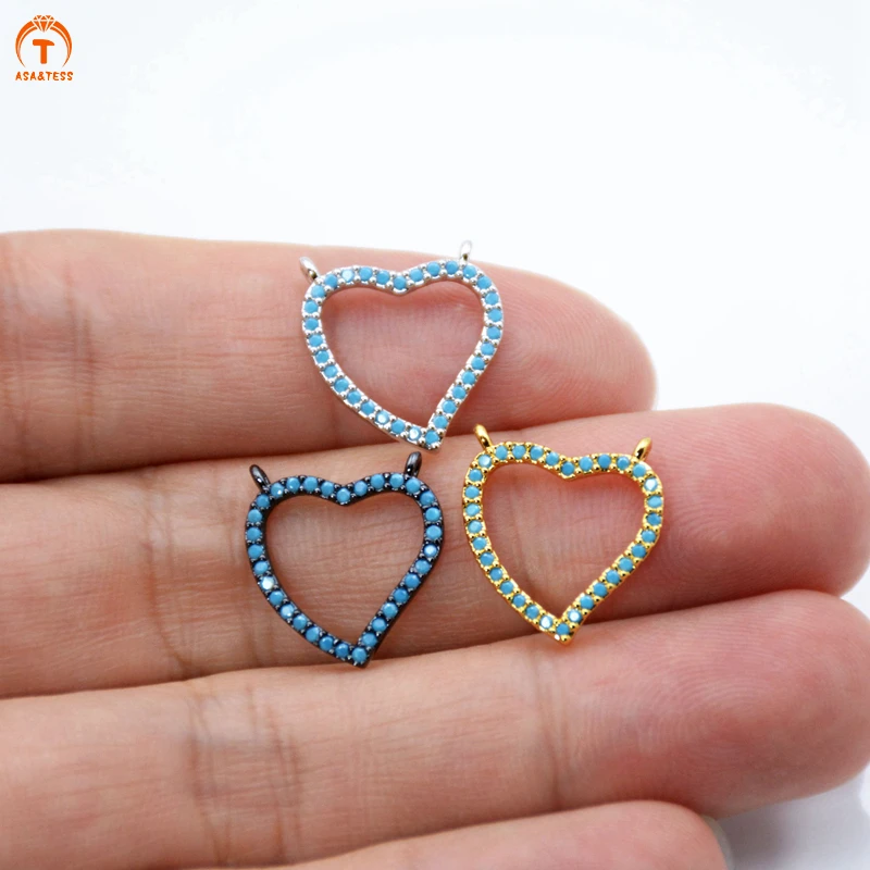 

Heart Connector Micro Pave CZ Turquoises pendant fit for Women Personality Jewelry Making
