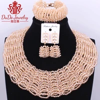 gold color big design dubai indian african nigerian wedding beads jewelry set copper christmas costume jewelry set bride beads