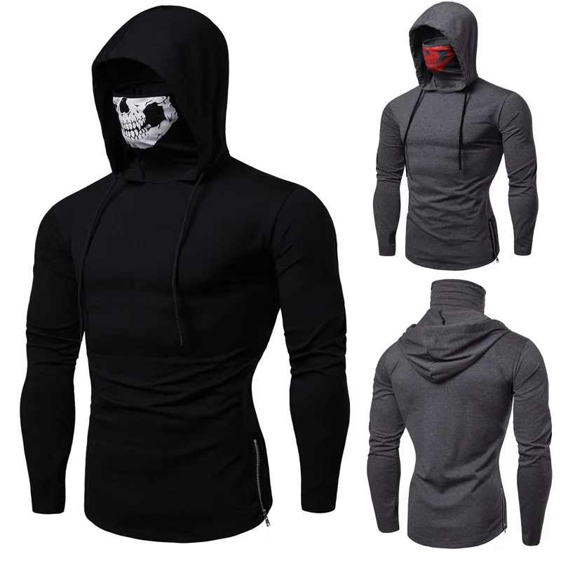 2019 Men's New Winter Wear WISH Personality Game Cotton Punk Style hoody men Skull Printed High-collar Long-sleeved Sweatshirt | Мужская
