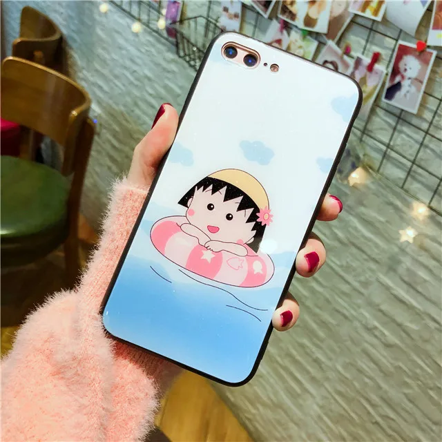 3D Закаленное стекло протектор экрана для iPhone X XS 6 6s 7 8 Plus glass oroll Maruko Кролик шаблон стекло+ ТПУ Жесткий чехол для телефона
