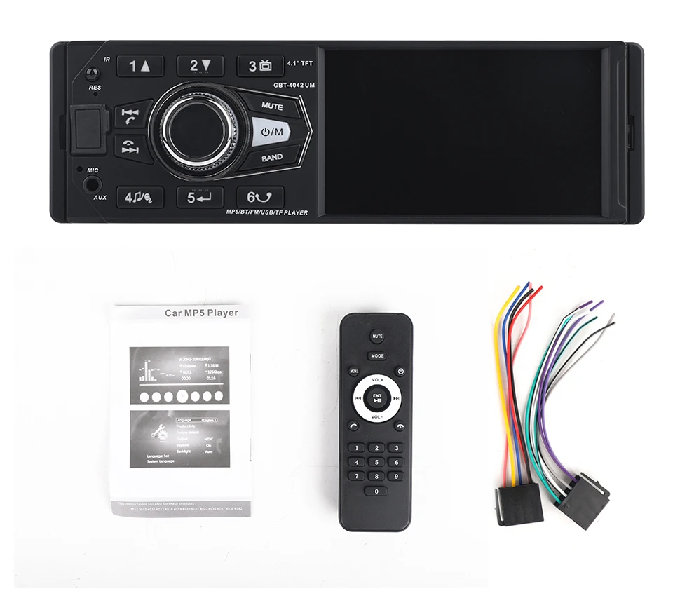 Один Din 4," Автомагнитола стерео MP5 FM Bluetooth USB AUX FM радио MP3 аудио плеер Поддержка камеры дистанционное управление