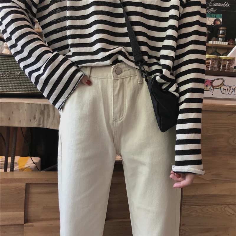 High Waist Jeans Women Boyfriend Casual Wide Leg Denim Pants White Loose Straight Jean Vaqueros Mujer Trousers |