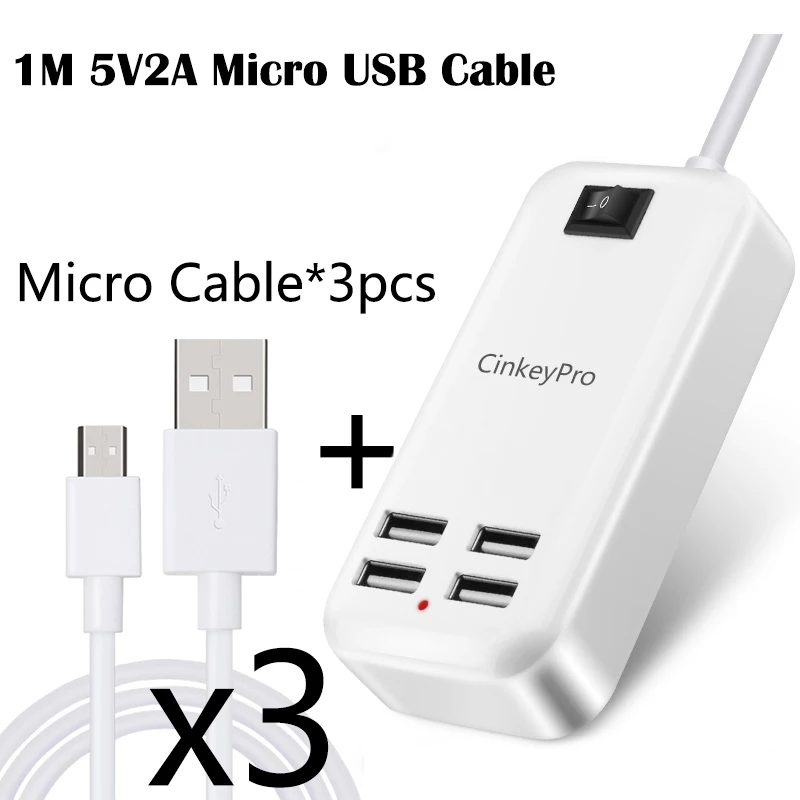 Cinkeypro 4-Порты настольный USB Зарядное устройство сетевой адаптер 1.5 м кабель мобильного телефона устройства 5 В 2A зарядки для iphone Samsung Универсальный - Тип штекера: Add 3xCable