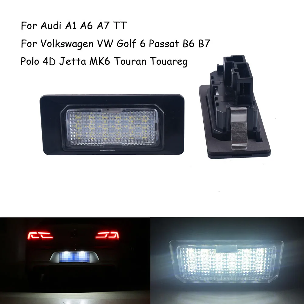 1Pair LED Car Number License Plate Light Exterior for VW GOLF 6 JETTA MK6 PASSAT B6 B7 POLO TOURAN
