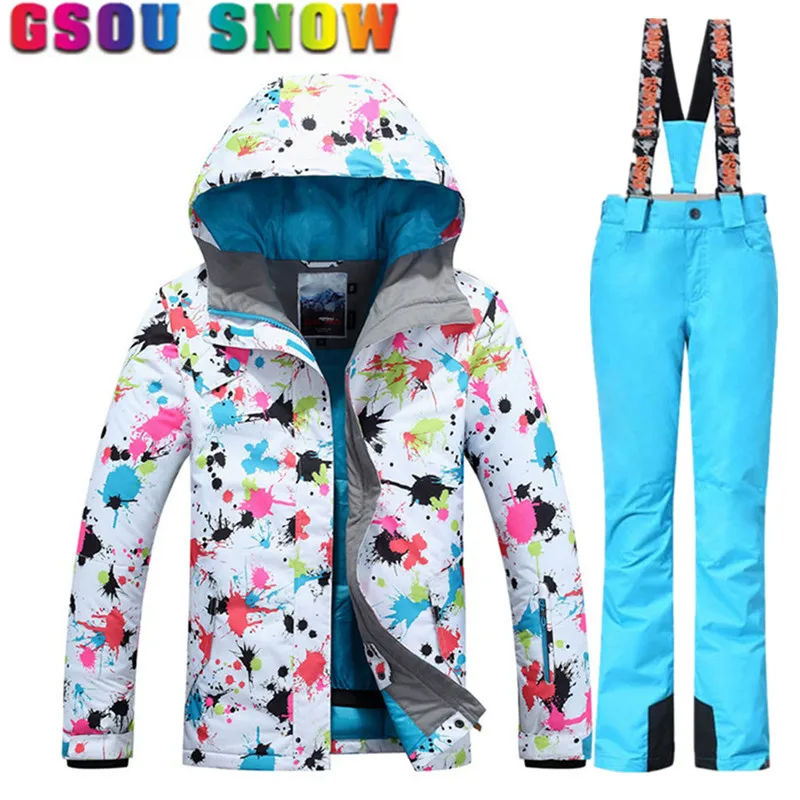 Gsou Snow Brand Для женщин лыжный костюм зимняя Лыжная куртка Брюки для девочек
