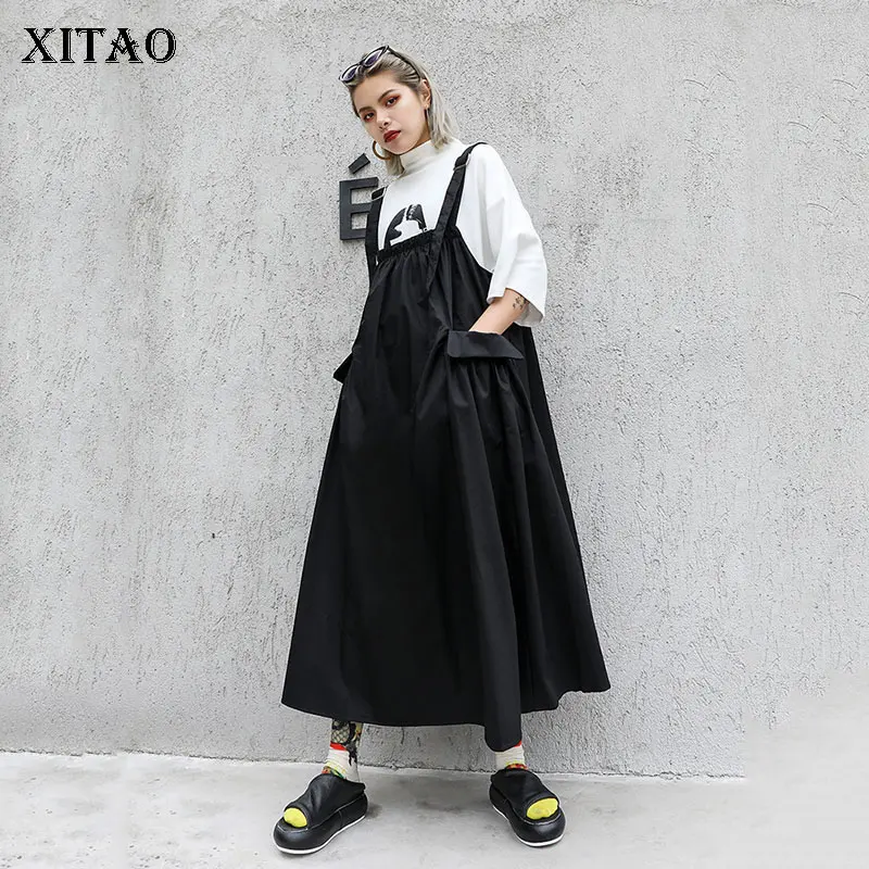 [XITAO] Новинка 2019 женское модное летнее платье с квадратным воротником без рукавов