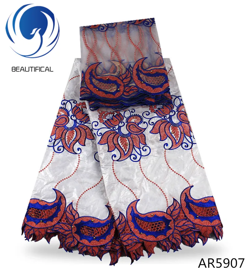 Beautifical New african bazin reche getzner with french lace fabric Embroidery guipure beaded for dress AR59 | Дом и сад