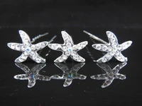 60pcs bridal party prom starfish crystal hair pins wedding hair accessories hair jewelry