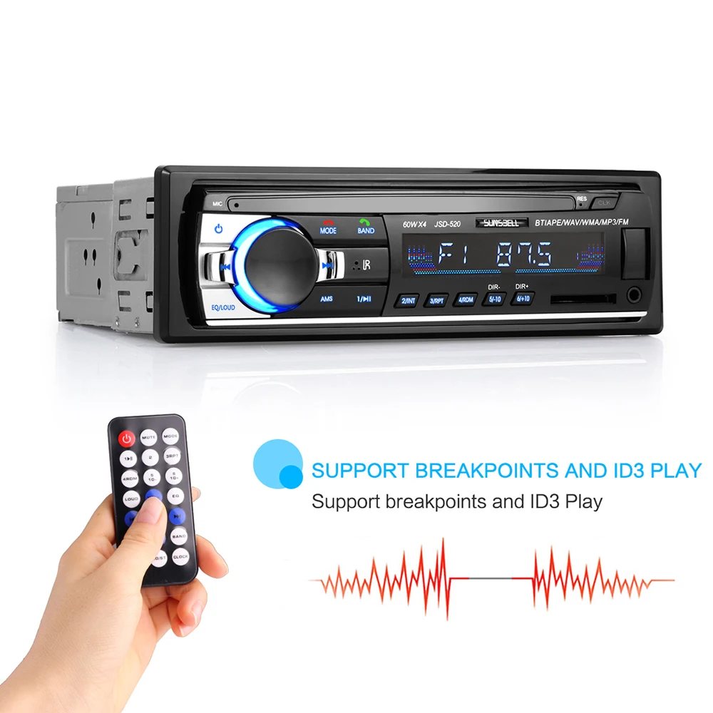 60WX4 автомобильное радио 12 в Bluetooth V2.0 аудио стерео в-тире 1 Din FM Aux вход приемник SD USB