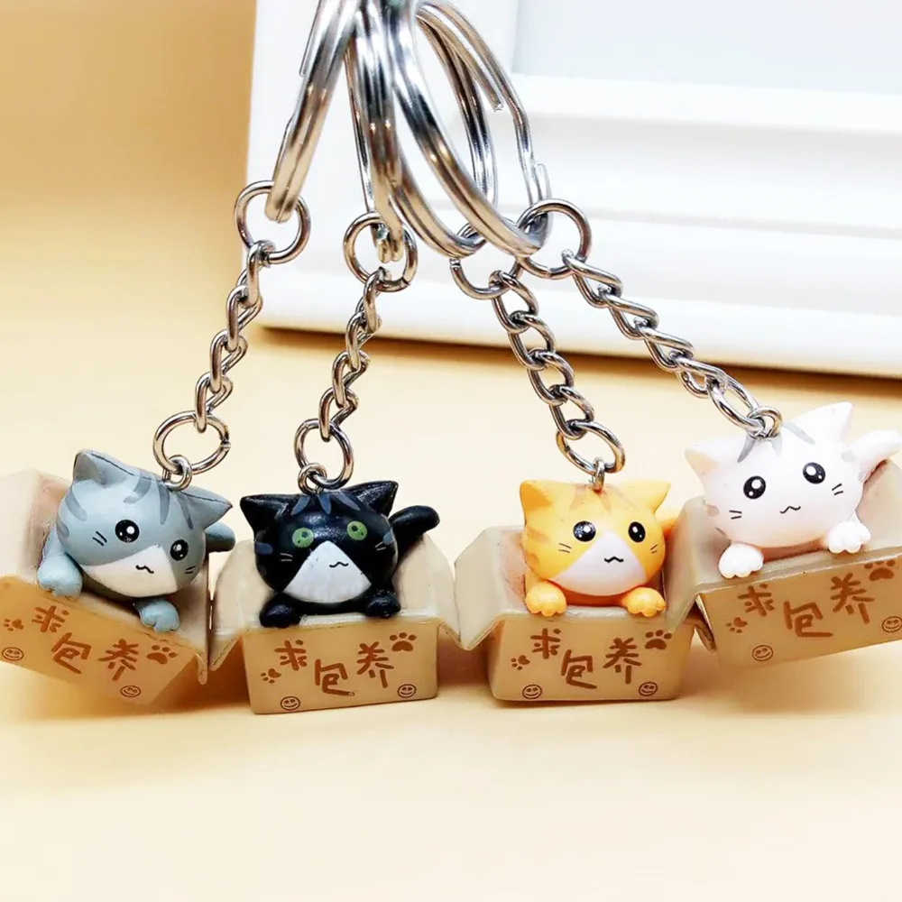 Милый Кот &quotПожалуйста примите меня&quot брелок Kawaii картонное кольцо для ключей