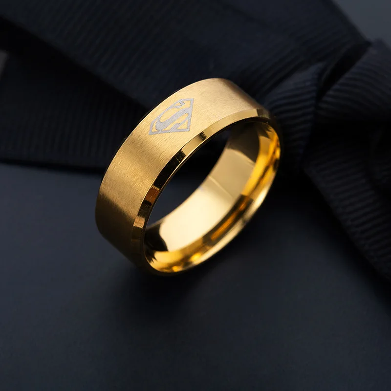 Trendy Laser Print Superman Rings for Men Black Blue Gold High Quality Stainless Steel Ring Dropshipping SP264 | Украшения и