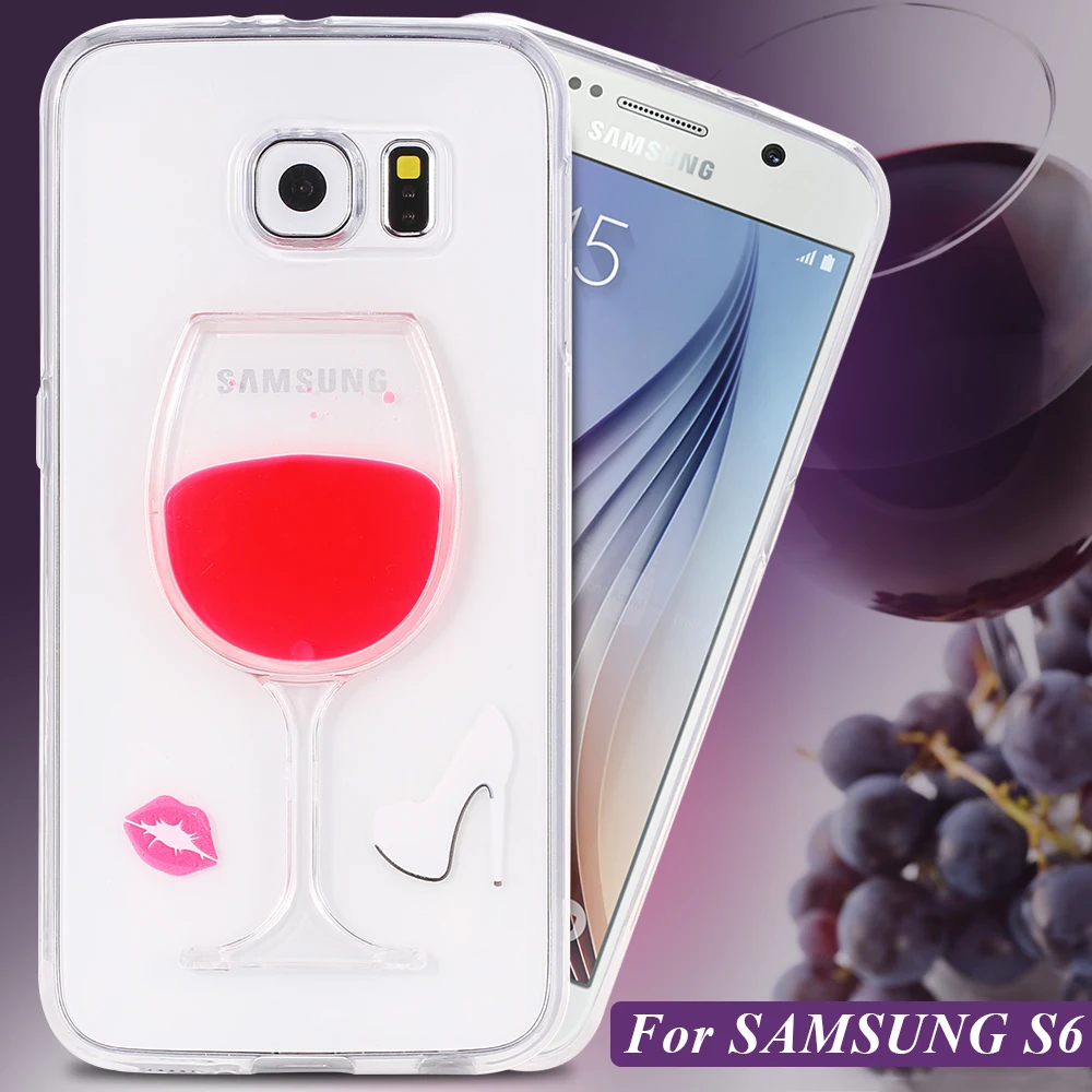 KISSCASE Liquid Red Wine Glass Phone Case For Samsung S6 Edge Cute Soft Cases Galaxy Note 3 4 A7 Back Covers Capa |