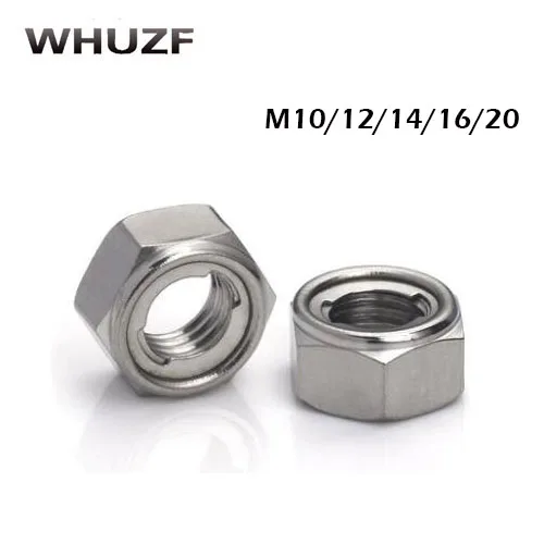 M10 M12 M14 M16 M20 304 металлическая Стопорная гайка из нержавеющей стали, Стопорная металлическая самостопорная гайка, Стопорная гайка, антиослабительная гайка