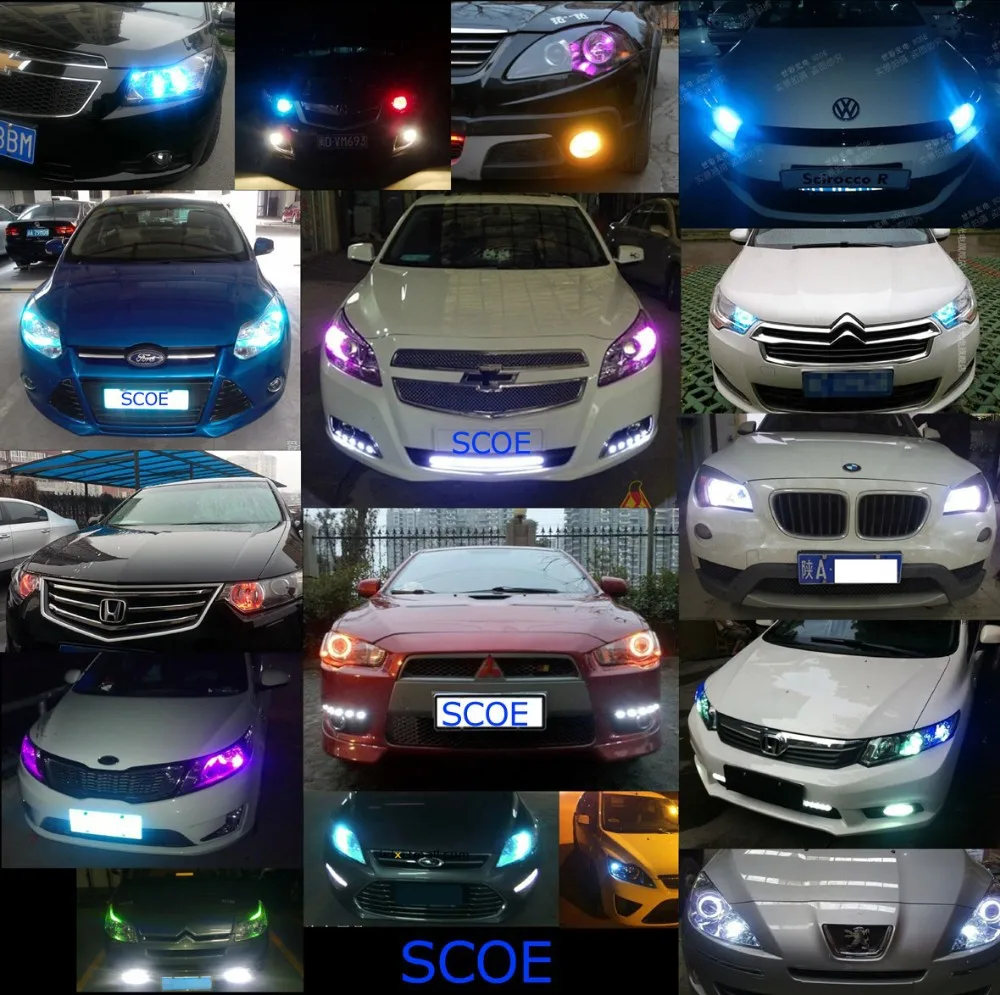 

SCOE Car Styling 2x6SMD LED Width Clearance Light Lamp Bulb Source For Ford Focus 2 Crystal Blue Warm White Yellow Green Purple