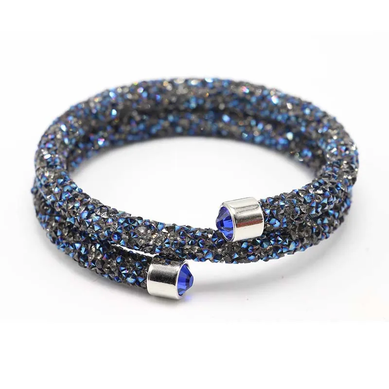 

LE SKY Exquisite Single Circle Crystal Rhinestones Cuff Bracelet Bangles For Women New Fashion Jewelry Gift Bangles