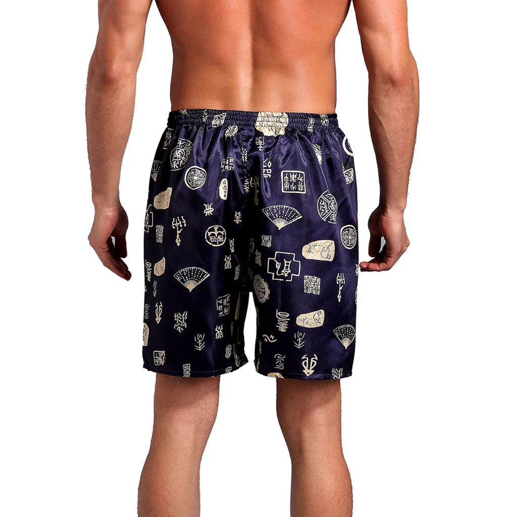 Мужская мягкая пижама с принтом летняя повседневная свободная шелковая атласная