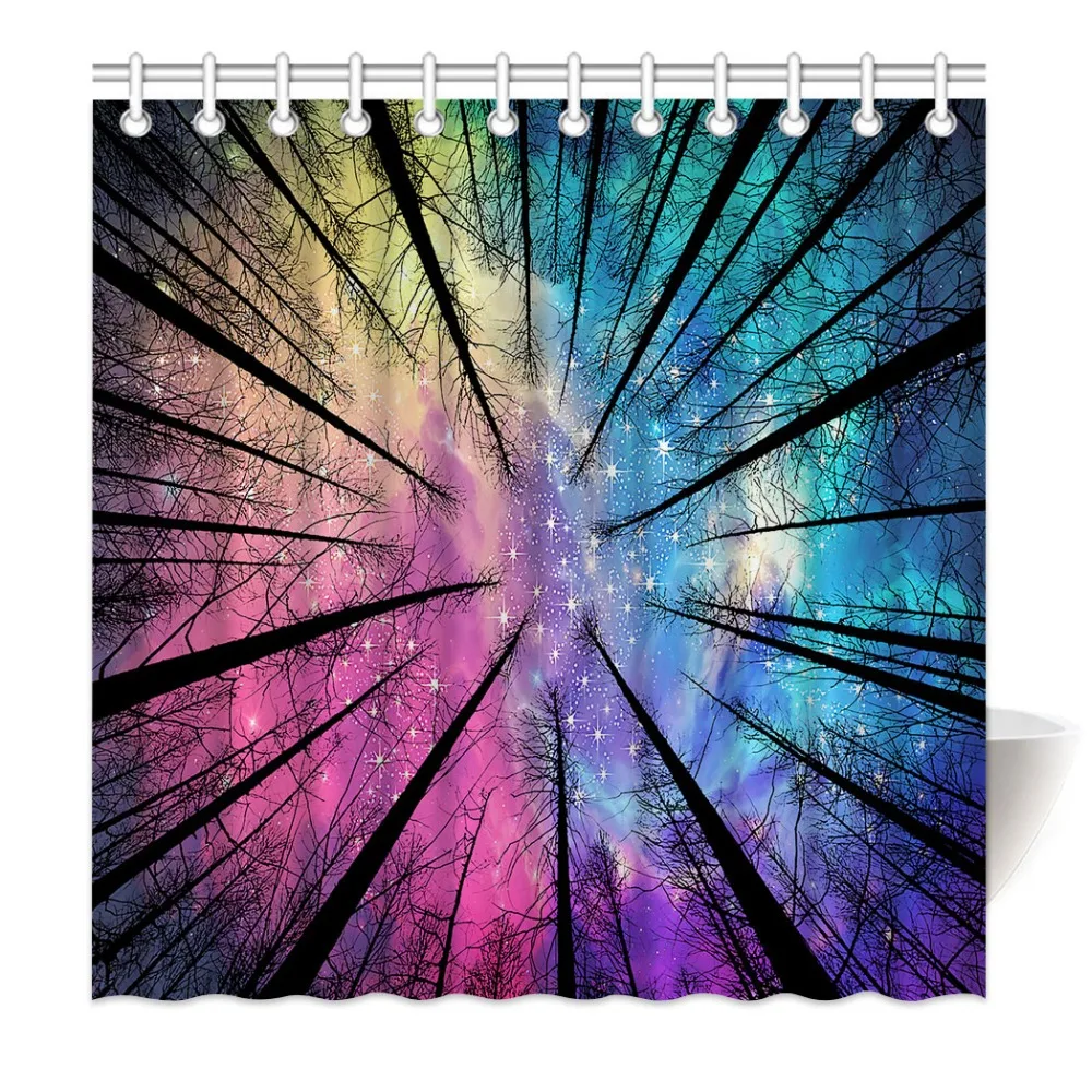 Занавеска для душа HommomH утягивающая водонепроницаемая ткань с крючками ванной