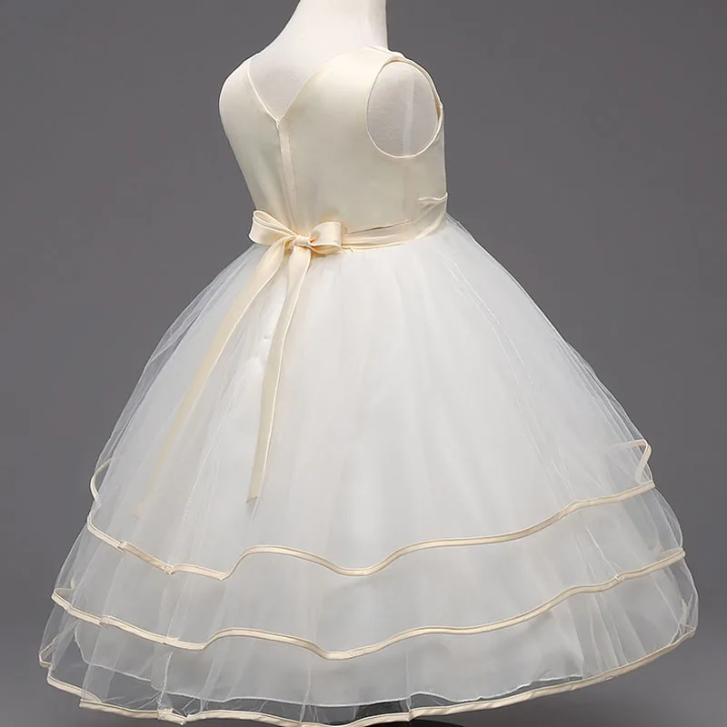 

U-SWEAR 2020 New Arrival Flower Girl Dresses V-Neck Sleeveless Flower Appliqued Ribbon Side Chiffon Ball Gown Vestidos