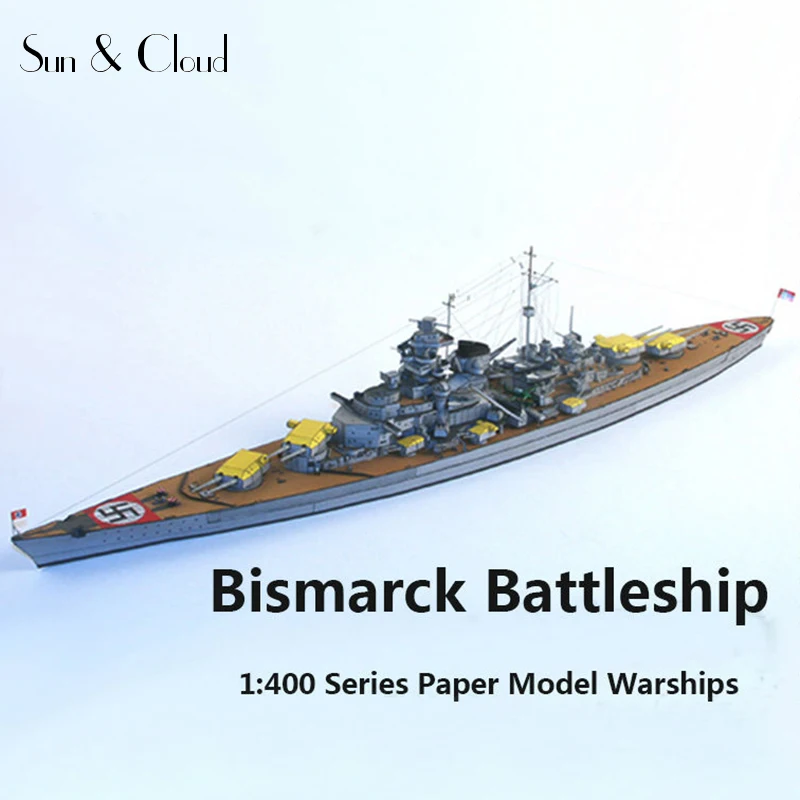 1:400 DIY Bismarck линкор картон/бумажная модель головоломка 3D игрушки/кубические