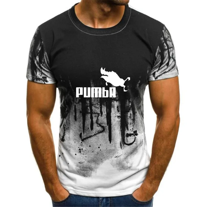 Забавные футболки, милые футболки homme Pumba Мужская, с коротким рукавом топ с камуфляжным принтом, крутая футболка, летний Трикотажный костюм, модная футболка