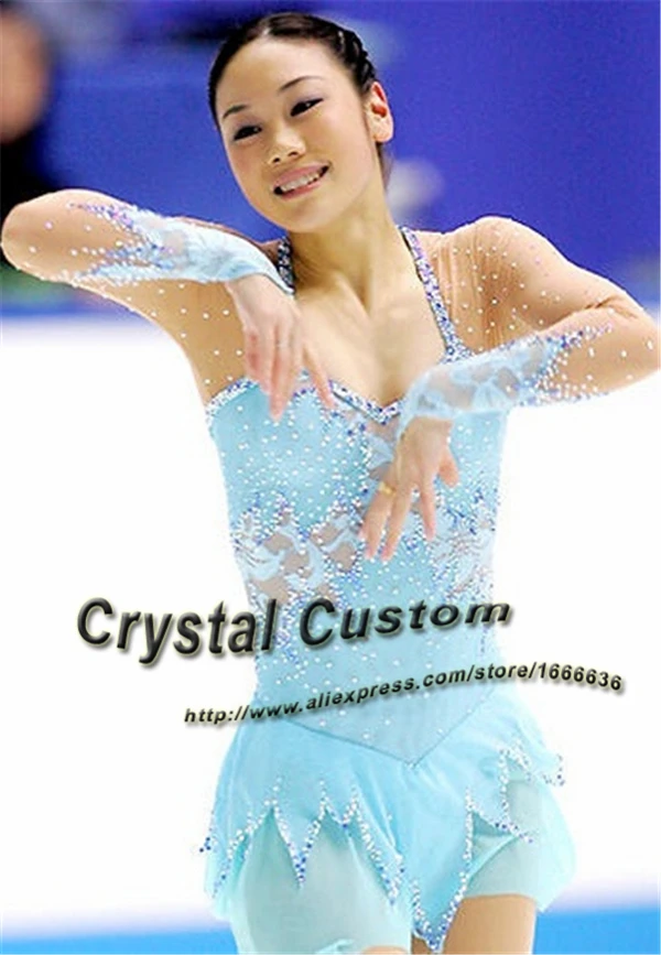 Платье для фигурного катания с спандексом девочек новый бренд модное платье