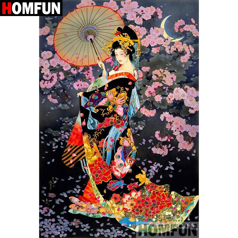 

HOMFUN Full Square/Round Drill 5D DIY Diamond Painting "Japanese woman" Embroidery Cross Stitch 5D Home Decor Gift A08701