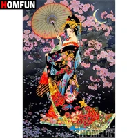 homfun full squareround drill 5d diy diamond painting japanese woman embroidery cross stitch 5d home decor gift a08701