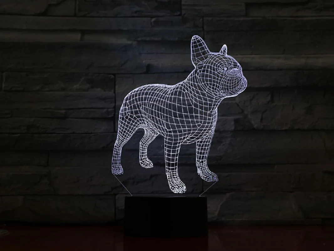 Французский бульдог 3D лампа Иллюзия ночник светодиодный светильник многоцветный вспышка выцветает Лава Lampara батарея сенсорный пульт дистанционного управления стол