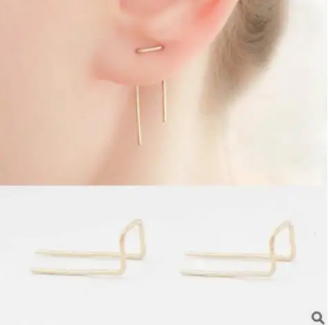 ed 0845 Europe and the United States curved simple fashion temperament personality metal geometric earrings ear buckle cute girl | Украшения
