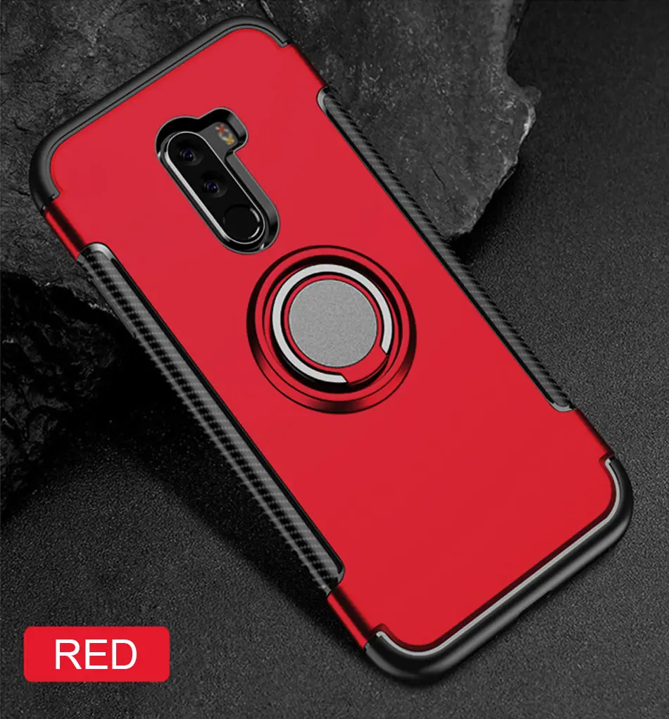 Red Роскошные Магнит автомобильный держатель кольцо Case для ксиоми Xiaomi Pocophone F1 противоударный чехол для Xiaomi A2 Lite Redmi 6 Pro Чехол для телефона - Цвет: Red