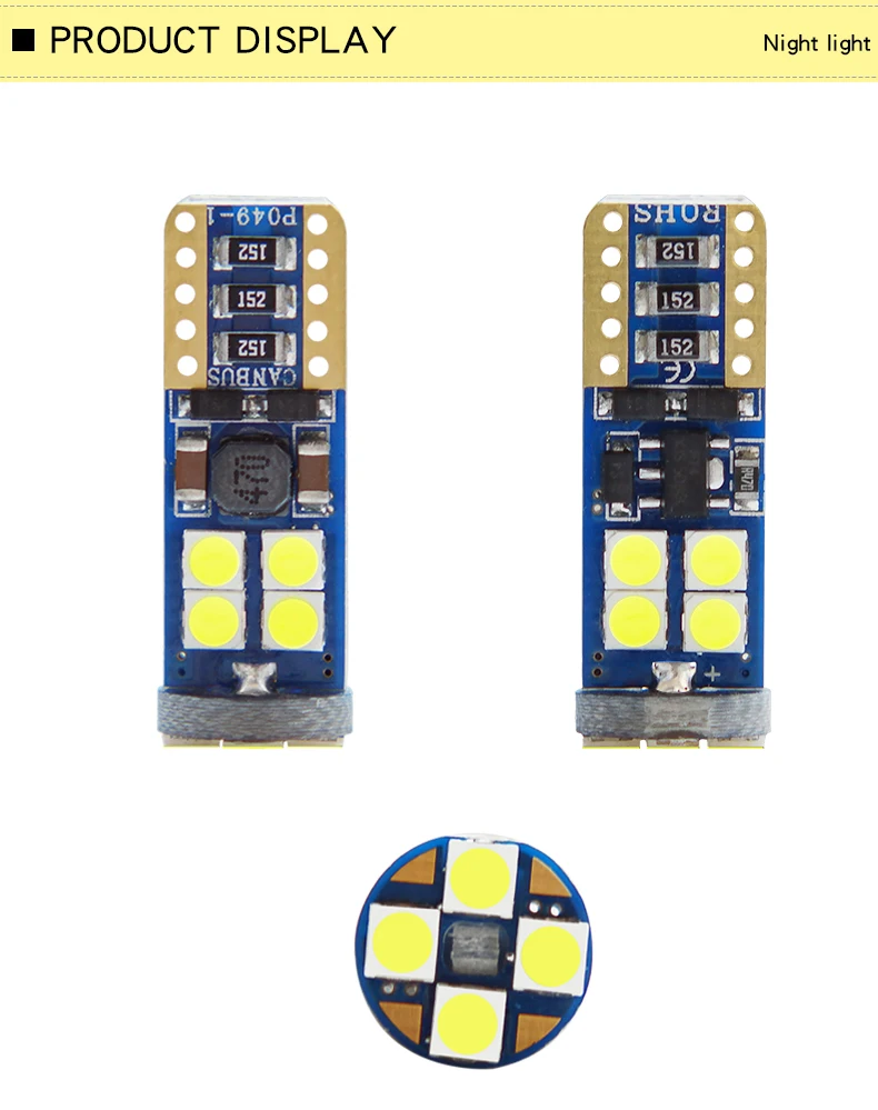 GrandEver 2 шт. T10 светодиодный W5W лампы 3030 12SMD t10 Canbus Error free 12V 3,2 W супер яркий W5W 194 Для автомобильные Габаритные фонари белый