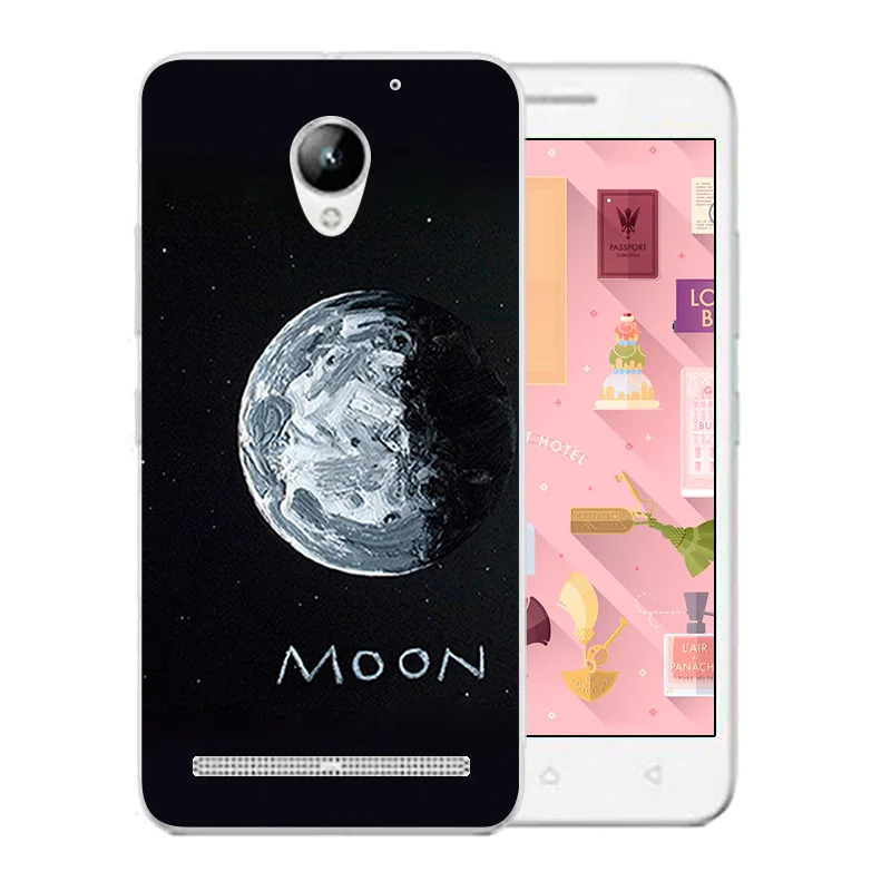 5.0 inch For Lenovo Vibe C2 Phone Cases Soft Silicone Funda K10a40 Space Moon Pattern Back Cover Transparent Coque |
