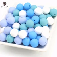 lets make 10pc blue series 15mm bpa free food grade loose silicone beads diy bracelets chewing jewelry accessorie teethers