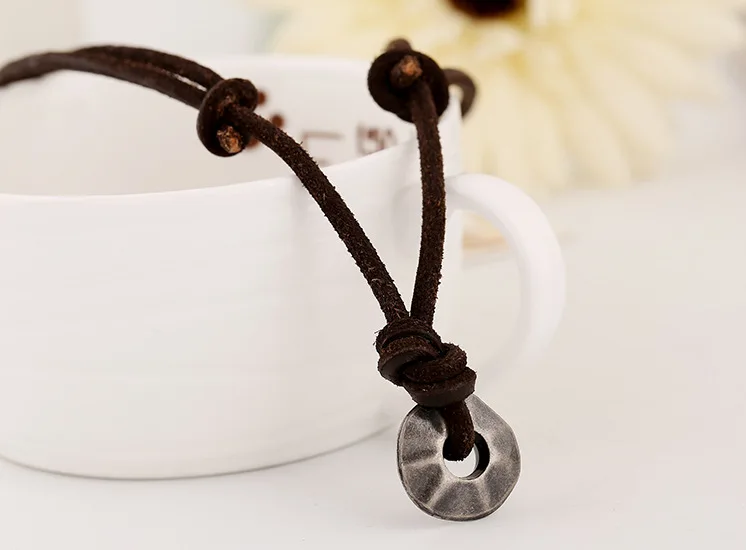 Мужское кожаное ожерелье в европейском и американском стиле из сплава ретро