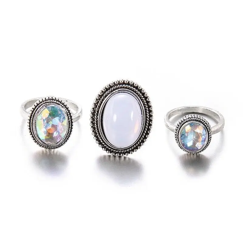 

Fashion Midi Band Stacking Crystal Finger Knuckle Rings Boho 3Pcs/Set Ring