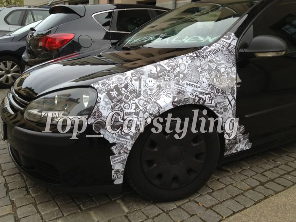 Черный и белый стикербомб виниловая пленка наклейка бомба без воздушных пузырей