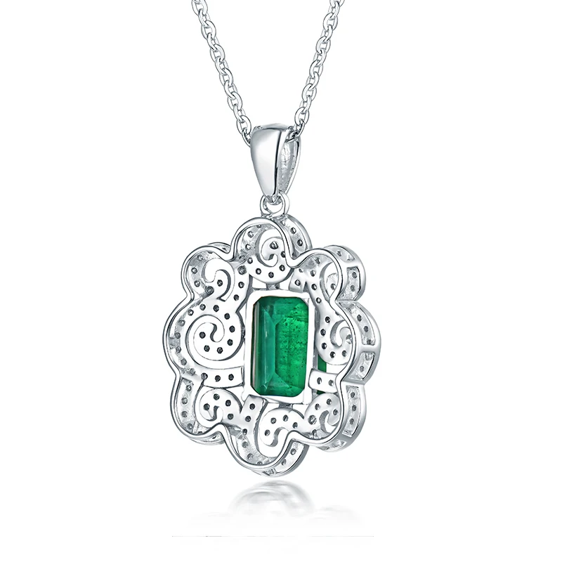 LOVERJEWELRY Колумбии изумрудное ожерелье с подвеской натуральным бриллиантом 14Kt