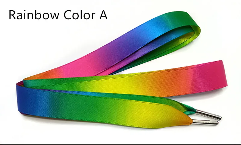 Rainbow Color A Бутик шнурки радужные цвета 2 см ширина Градиент Цветные шнурки для обуви красивые шнурки для отдыха спортивная обувь шнурки - Цвет: Rainbow Color A